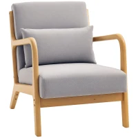 HOMCOM Elegante loungefauteuil met houten frame en schuimvulling, fluweellook, voor woonkamer, slaapkamer, grijs(m-11)
