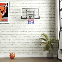 SPORTNOW Coș de baschet de perete pentru exterior 110x90 cm, panou de baschet, inel din oțel, cerc rezistent Ø45 cm și plasă, negru(m-8)