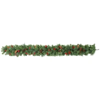 HOMCOM Guirlande de Noël artificielle 180 cm, décoration de Noël, 162 branches denses, pommes de pin, grappes de baies, vert(m-12)