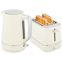 HOMCOM Set van 1,7 L Waterkoker en Toaster met 6 Bruiningsstanden, Beige(m-10)
