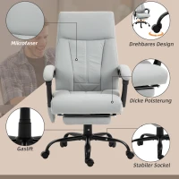 Vinsetto Bureaustoel met Massage- en Verwarmingsfunctie, Voetsteun, Tot 120 kg, Grijs(m-7)