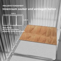 Outsunny Tuinschuur met 2 Schuifdeuren, 4 Ramen, Weerbestendig, Metalen Constructie, 2,7 x 1,9 x 1,9 m, Bruin(m-6)