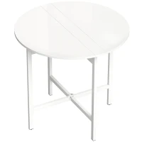 HOMCOM Collapsible Drop Leaf Table, Folding Dining Table for Small Spaces, Extendable Kitchen Table with Steel Frame, White(m-1)