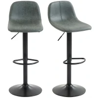 HOMCOM Bar Stools Set of 2, Modern Swivel Barstools with Footrest for Kitchen Island and Dining Room, Green(m-11)