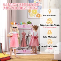 AIYAPLAY Kids Clothes Rail with Two Shelves, for 3-8 Years, Pink(m-5)