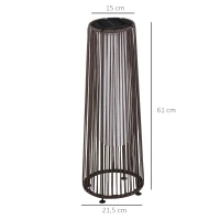 Outsunny Tuinlamp, Buitenlamp, op zonne-energie, 8 uur werking, Automatische modus, Rattan-look, 21,5 x 21,5 x 61 cm(m-3)