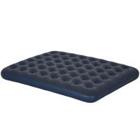 Outsunny Matelas gonflable 2 personnes matelas pneumatique avec pompe à main intégrée, surface floquée, bleu(m-1)