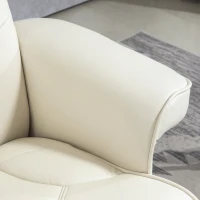 HOMCOM Relaxfauteuil met hocker, lederlook, kantelbare leuning, tot 150 kg, Crèmewit(m-10)