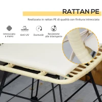Outsunny Set Mobili da Giardino 3 Pezzi con Tavolino e Sedie in Rattan PE, Poilestere e Acciaio per Esterni, Crema(m-4)