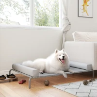 PawHut Cama Elevada para Perros Refrescante con Refuerzos Extraíbles Malla Transpirable y Marco de Acero 130x90x30 cm Gris(m-10)