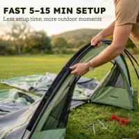 Outsunny 4 Person Easy Setup Family Camping Tent with 2 Rooms, Waterproof Tunnel Tent w/ Sewn In Groundsheet, Green & Grey(m-7)