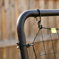 HOMCOM Voetbal rebounder kickback goal reboundmuur trainingsnet staal 75 x 126 cm(m-11)