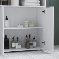 kleankin Meuble de rangement pour salle de bain avec 2 portes et 2 compartiments ouverts dim.  60L x 30P x 102H cm, blanc(m-8)