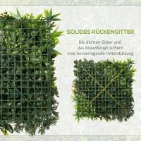 Outsunny 12 Stuks Kunstplant Muurhaag 50x50 cm Uv-bescherming Privacyscherm Meerbladig Ontwerp Haagplant voor Tuin Outdoor Decor(m-6)