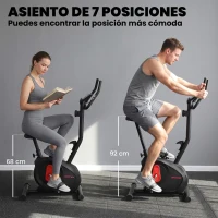 SPORTNOW Bicicleta Estática con Resistencia Magnética Ajustable Sensor Pantalla LCD y Asiento Regulable 88x50,5x131,5 cm Negro(m-5)