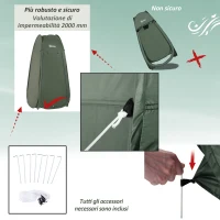 Outsunny Tenda da Doccia Pop Up Impermeabile in Poliestere e Plastica, 100x100x185 cm, Verde Militare(m-5)