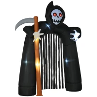 HOMCOM Grote Halloween Tuindecoratie Magere Hein-boog Zelfopblaasbaar met LED-verlichting 2,85 m(m-10)