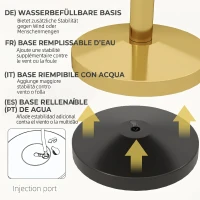 HOMCOM Stâlpi de Delimitare din Oțel Inoxidabil Aurii cu Frânghie Catifelată Roșie de 1,5 m și Bază Reîncărcabilă, Ø32x96 cm(m-6)