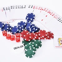 HOMCOM Pokerkoffer pokerset pokerchips 4/5 kleuren 2x kaartspel 5x dobbelstenen 1x aluminium koffer(m-6)