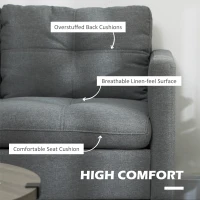 HOMCOM Two-Seater Sofa, with Steel Legs - Grey(m-5)