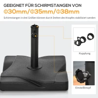 Outsunny Parasolstatief 20 kg Parasolstatief Parasolstokken 30-38 mm Zwart(m-5)