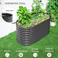 Outsunny Plantenbak, metalen bloembak met veiligheidsrand en handschoenen, open bodem, 160B x 80T x 80H cm, donkergrijs(m-5)