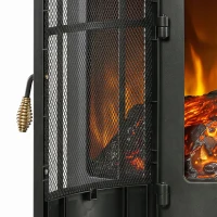 HOMCOM Electric Fireplace Stove, Freestanding Electric Fire Heater with Realistic LED Flame, 2000W, Black(m-11)