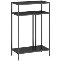 HOMCOM Tavolo Consolle con Ripiani Aperti a 3 Livelli, in Acciaio, 55x30x85 cm, Nero(m-1)