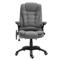 Vinsetto® kantoorstoel massagestoel draaistoel in hoogte verstelbaar 130° hoek linnen grijs 67 x 85 x 116 cm