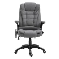 Vinsetto® kantoorstoel massagestoel draaistoel in hoogte verstelbaar 130° hoek linnen grijs 67 x 85 x 116 cm(m-1)