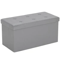 HOMCOM End of Bed Bench, Storage Ottoman Bench, 89L PU Leather Folding Foot Rest Stool, Grey(m-1)