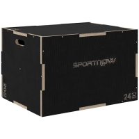 SPORTNOW Plyo-Box/Springbox, robuust, 76x61x51 cm, Zwart, Handvat 10x3,5 cm, tot 120 kg