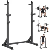 SPORTNOW Support d'haltères réglable en hauteur et en largeur, repose-barre en acier avec verrouillages de sécurité, supportant jusqu'à 150 kg(m-7)