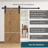 HOMCOM Schuifdeur-kit, rustiek design, koolstofstaal, draagt tot 100 kg per paneel(m-5)