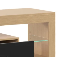 HOMCOM TV-lowboard voor tv's tot 65 inch, modern tv-meubel met verstelbare glazen planken, eiken(m-12)