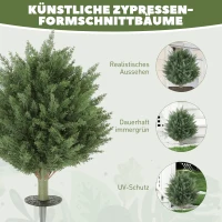 HOMCOM 2-delige set kunstplanten, UV-bestendige cipres kunstplant met 387 bladeren en grondspies, Ø40 x 60H cm, Groen(m-4)