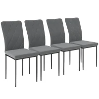 HOMCOM Set van 4 eetkamerstoelen met fluwelen uitstraling, moderne gestoffeerde stoelen met metalen poten, voor eetkamer, slaapkamer, keuken, grijs(m-1)