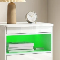 HOMCOM Modern nachtkastje, bijzettafel met oplaadstation en RGB-ledverlichting, hoogglans wit(m-13)