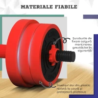 SPORTNOW Set Greutăți pentru Sală 4 în 1 de 30 kg, Convertibil în Kettlebell, 2 Gantere, Halteră și Suport pentru Flotări, Roșu(m-7)