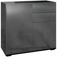 HOMCOM Commode Buffet Meuble de Rangement 2 tiroirs 2 Portes avec étagère 79 x 36 x 74 cm noir brillant(m-11)