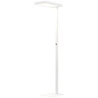 HOMCOM LED-vloerlamp, oogvriendelijk licht, vloerlamp met afstandsbediening, verstelbare helderheid, kunststof, metaal, wit(m-10)