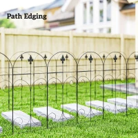 Outsunny Decorative Garden Fencing, 8PCs 44in x 12.5ft Outdoor Picket Fence Panels, Rustproof Metal Wire Landscape Flower Bed Border Edging, Black(m-9)