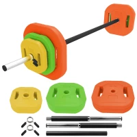 SPORTNOW Verstellbares Gewichtset mit 140 cm Stahlstange, 6 Scheiben 5 kg 2,5 kg 1,5 kg, 2 Clips für Zuhause und Fitnessstudio(m-8)