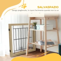 PawHut Cancellino per Cani Pieghevole con 3 Pannelli e Piedini Triangolari, 210x70 cm, Legno Naturale(m-4)