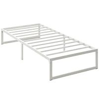 HOMCOM Bedframe met opbergruimte en lattenbodem, 32,5 cm hoog, stil, 200 x 90 cm, wit(m-1)