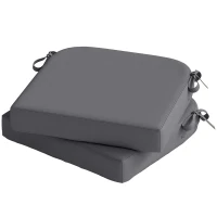 Outsunny Outdoor Chair Seat Cushions Set of 2, Garden Chair Cushions with 7cm Thick Foam & Ties, Dark Grey(m-11)