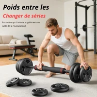 Set d'haltères réglable 5‑en‑1, lot de 2, absorbant les chocs, protège-sol, inoxydable et sans odeur, 57,5x29x17,5 cm, Noir(m-3)