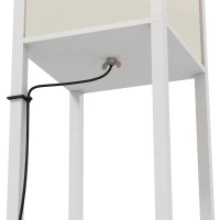 HOMCOM Vloerlamp met 3-laags rek, voetschakelaar, USB-poorten, MDF, wit(m-11)