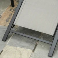 Outsunny 3-delige tuinligstoelenset, 2 ligstoelen & 1 bijzettafel, metalen frame, grijs+zwart(m-9)