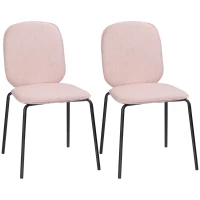 HOMCOM Lot de 2 chaises de salle à manger design moderne en tissu aspect lin et piètement métal 50 x 56 x 83 cm noir(m-10)